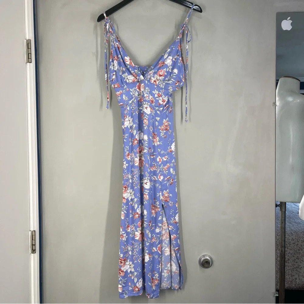 New Abercrombie and Fitch Blue Floral Midi Dress  women Size Small